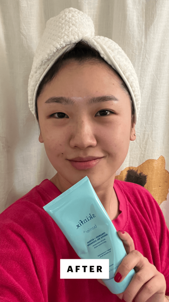 Han after applying the Skinfix Barrier Ceramide Ectoin Gentle Gel Cleanser