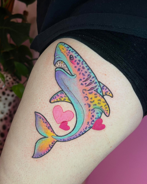 2026 tattoo trends nostalgic tattoos  lisa frank shark